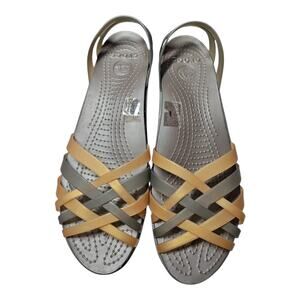 Crocs Isabella Huarache Wedge Jelly Sandals Open Toe Strappy Brown Women’s 11